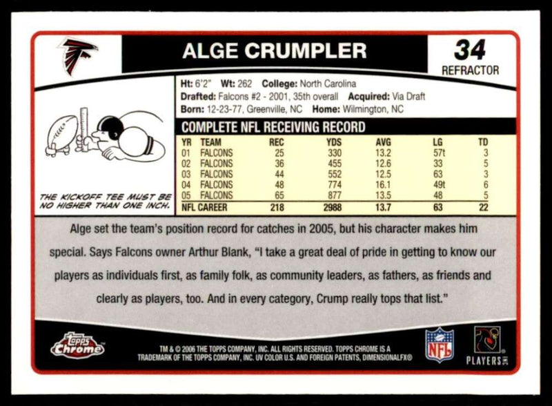 Load image into Gallery viewer, 2006 Topps Chrome Refractor Alge Crumpler #34 Atlanta Falcons Image 2
