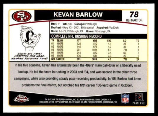 2006 Topps Chrome Refractor Kevan Barlow 