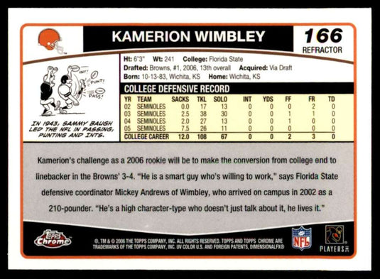 2006 Topps Chrome Refractor Kamerion Wimbley 