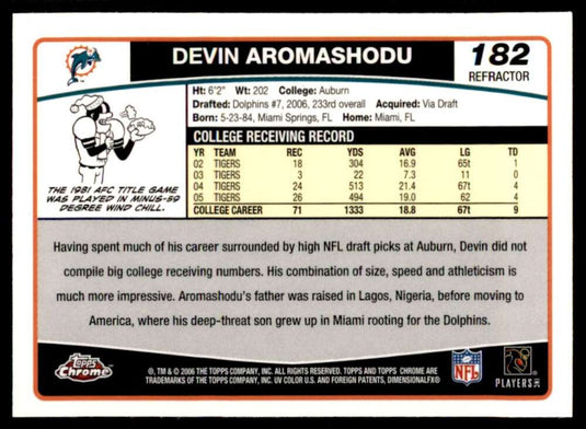 2006 Topps Chrome Refractor Devin Aromashodu 