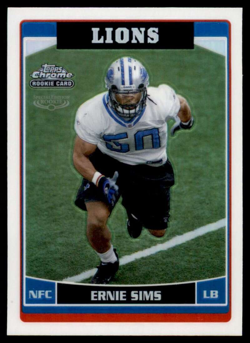 Load image into Gallery viewer, 2006 Topps Chrome Refractor Ernie Sims #191 Detroit Lions Rookie RC Image 1
