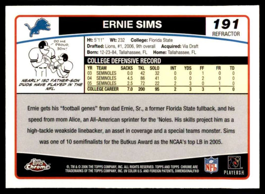 2006 Topps Chrome Refractor Ernie Sims 