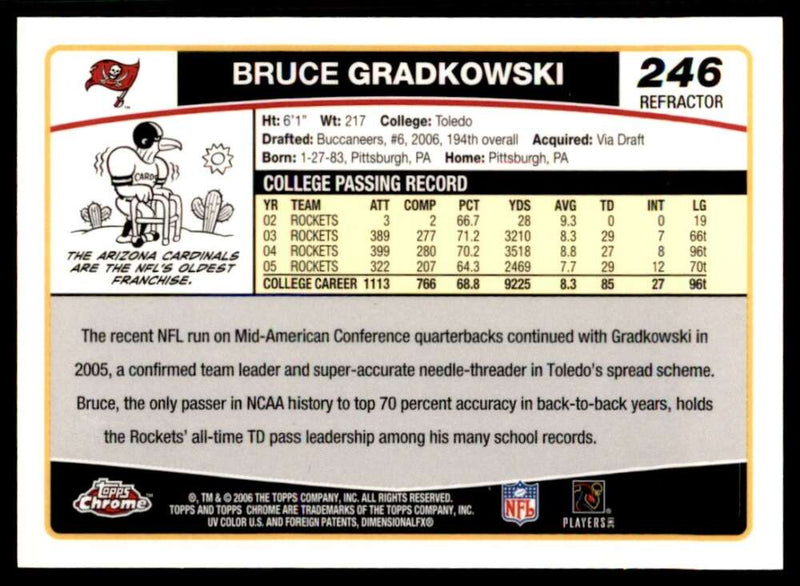 Load image into Gallery viewer, 2006 Topps Chrome Refractor Bruce Gradkowski #246 Tampa Bay Buccaneers Rookie RC Image 2
