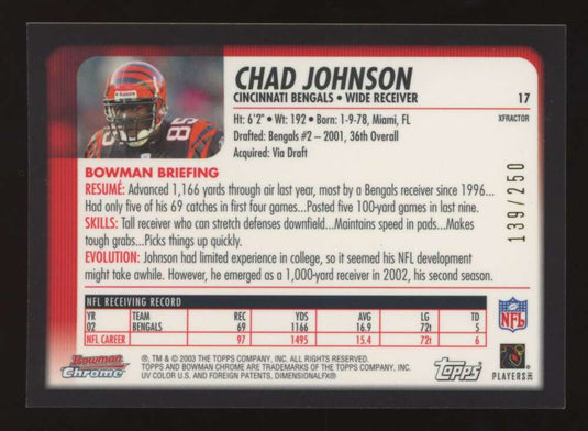 2003 Bowman Chrome Xfractor Chad Johnson