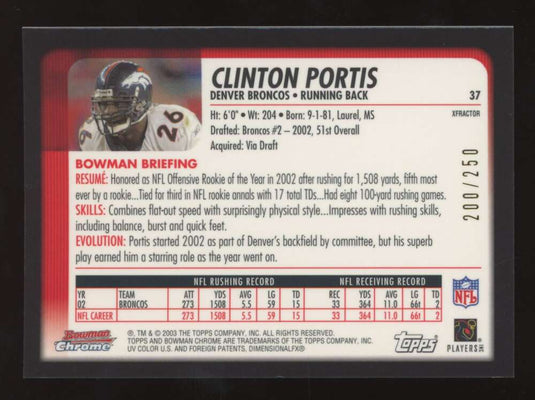 2003 Bowman Chrome Xfractor Clinton Portis 