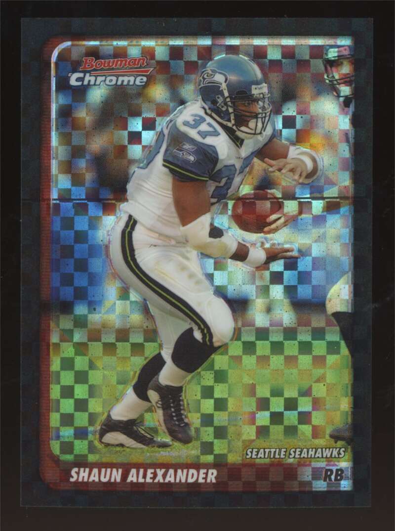 Load image into Gallery viewer, 2003 Bowman Chrome Xfractor Shaun Alexander #42 Seattle Seahawks /250 Image 1
