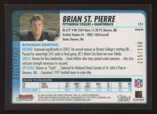 2003 Bowman Chrome Xfractor Brian St.Pierre 