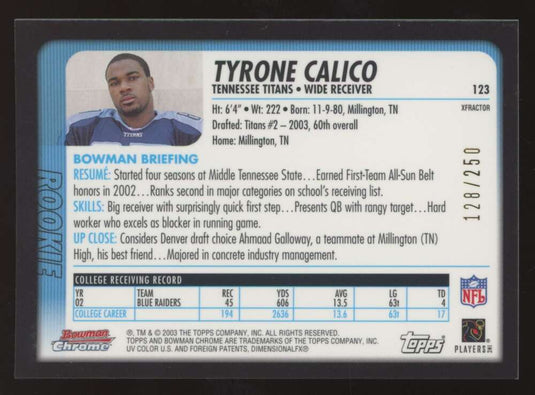 2003 Bowman Chrome Xfractor Tyrone Calico 