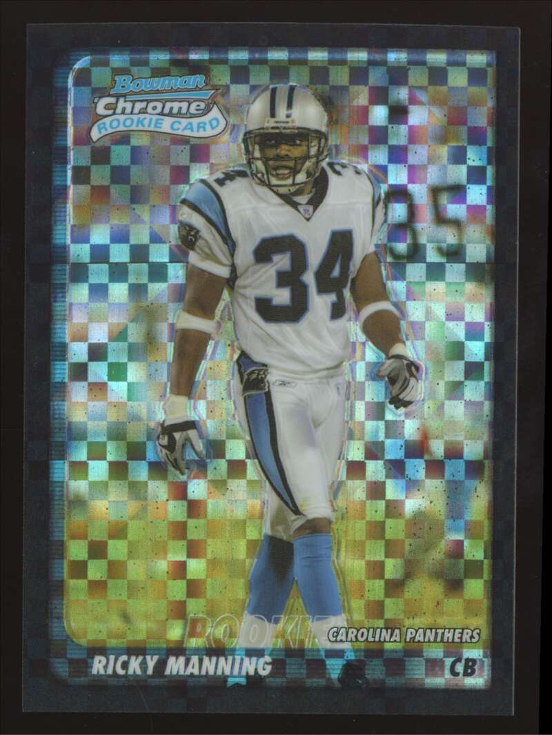 Load image into Gallery viewer, 2003 Bowman Chrome Xfractor Ricky Manning #124 Carolina Panthers /250 Image 1
