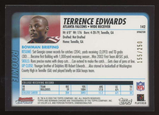 2003 Bowman Chrome Xfractor Terrence Edwards 