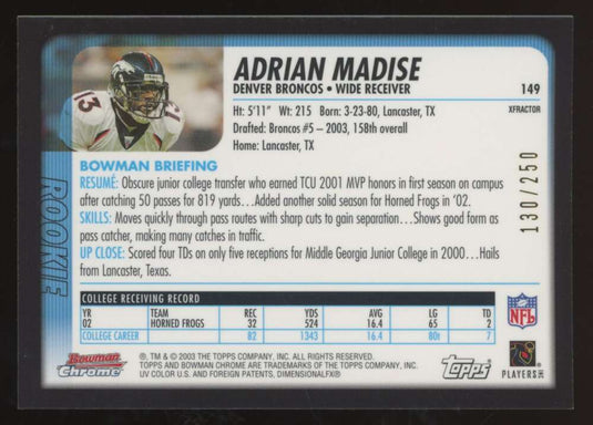 2003 Bowman Chrome Xfractor Adrian Madise