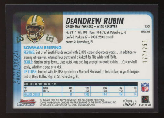 2003 Bowman Chrome Xfractor DeAndrew Rubin