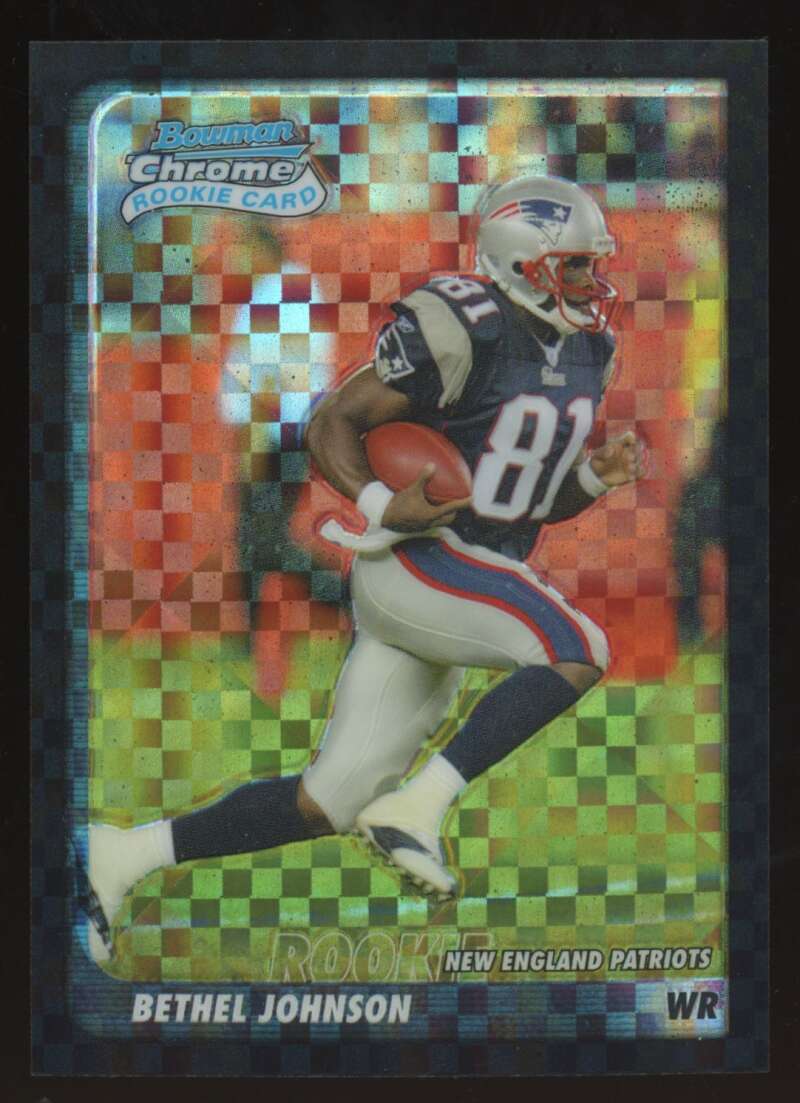 Load image into Gallery viewer, 2003 Bowman Chrome Xfractor Bethel Johnson #168 New England Patriots /250 Image 1
