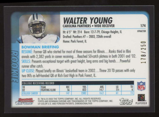 2003 Bowman Chrome Xfractor Walter Young 