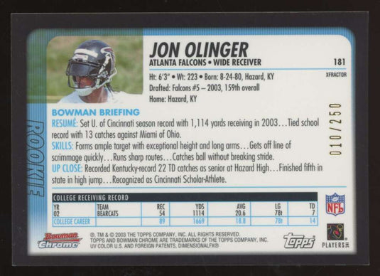 2003 Bowman Chrome Xfractor Jon Olinger 