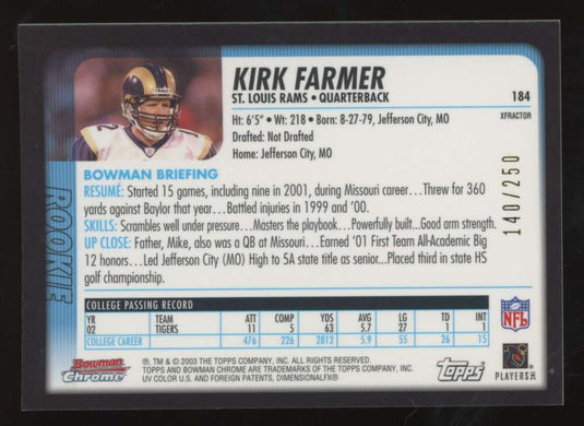 2003 Bowman Chrome Xfractor Kirk Farmer