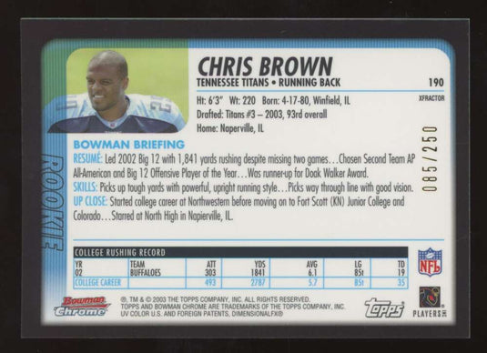 2003 Bowman Chrome Xfractor Chris Brown 