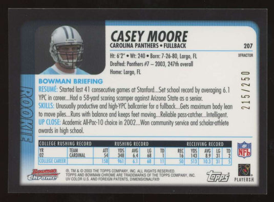 2003 Bowman Chrome Xfractor Casey Moore