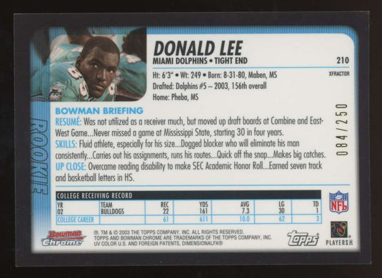 2003 Bowman Chrome Xfractor Donald Lee