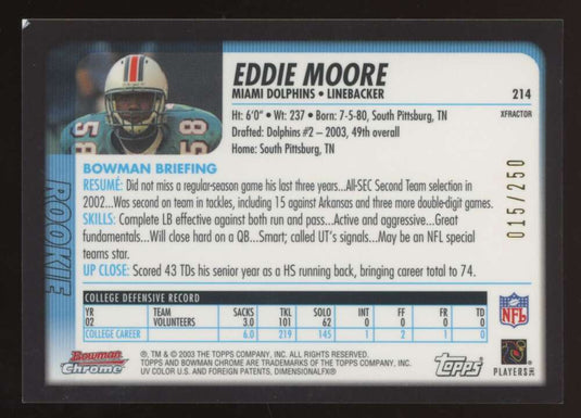 2003 Bowman Chrome Xfractor Eddie Moore 