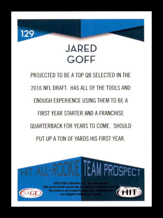 2016 SAGE Hit Jared Goff 