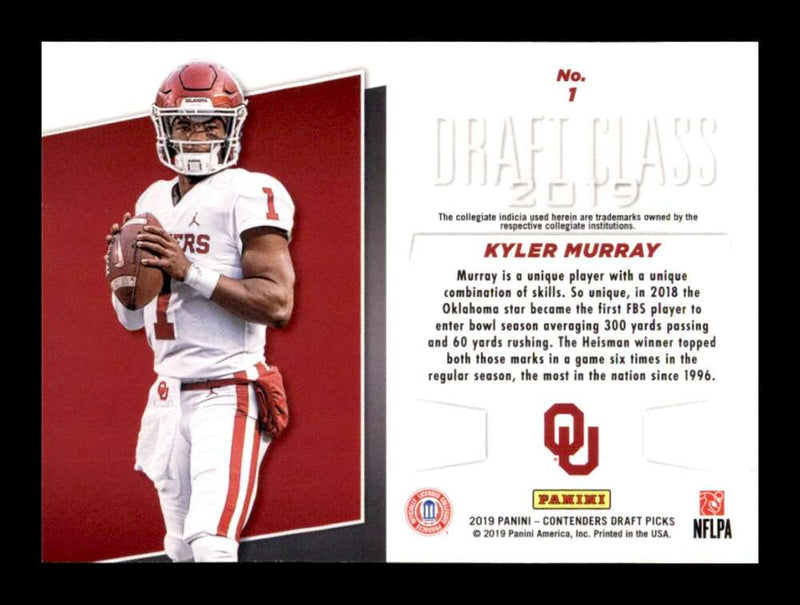 Load image into Gallery viewer, 2019 Panini Contenders Draft Class Kyler Murray #1 Oklahoma Sooners Rookie RC Image 2
