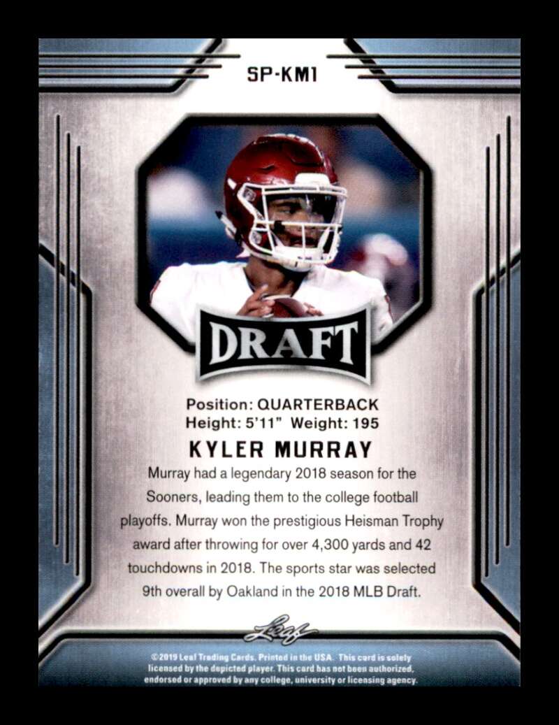 Load image into Gallery viewer, 2019 Leaf Draft Kyler Murray Kyler Murray #SP-KM1 Arizona Cardinals Rookie RC Image 2
