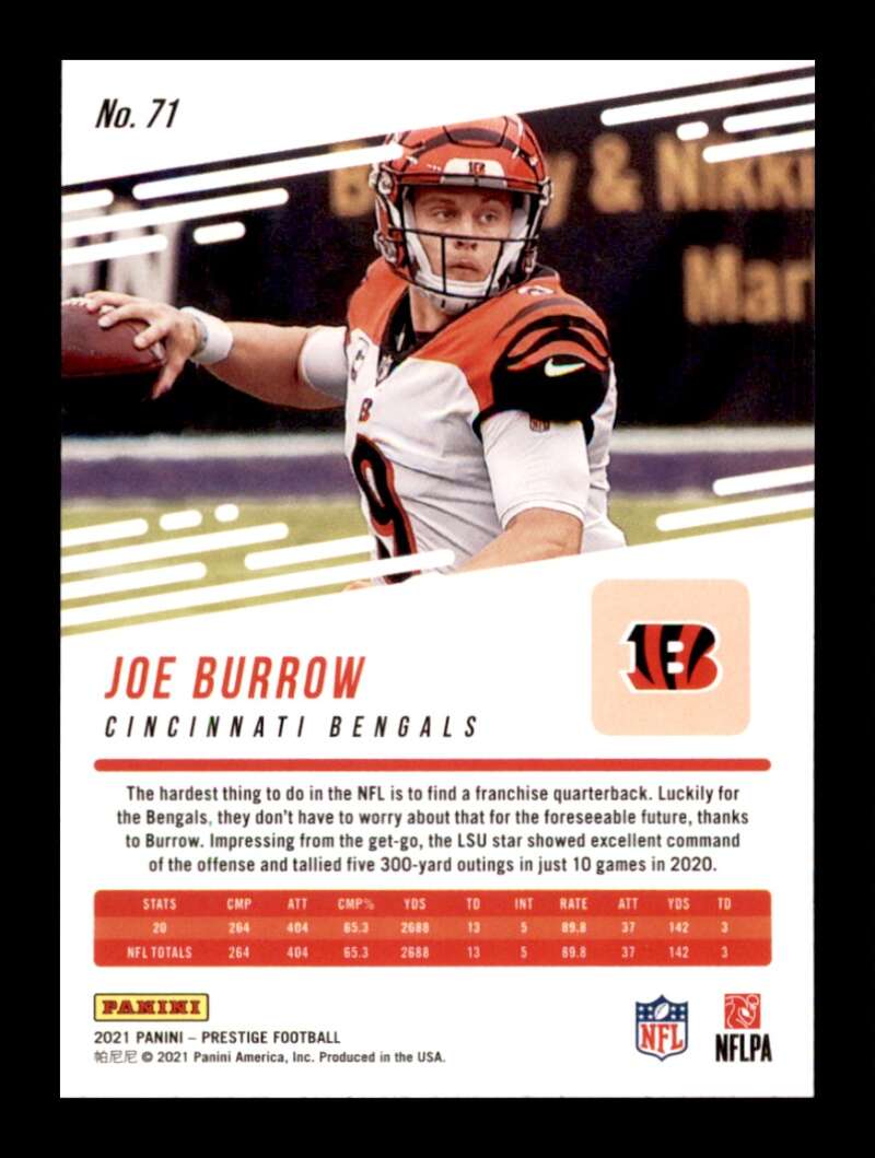 Load image into Gallery viewer, 2021 Panini Prestige Xtra Points Astral Joe Burrow #71 Cincinnati Bengals  Image 2
