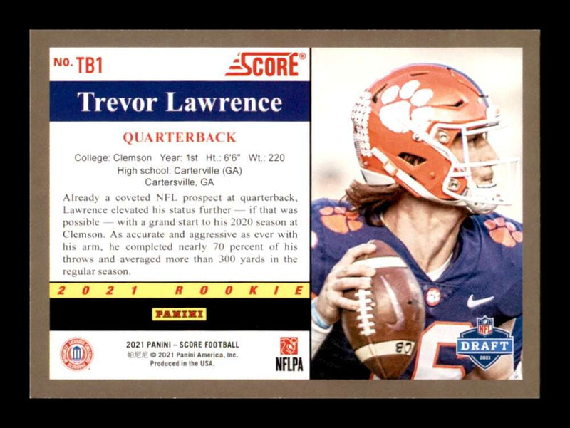 Load image into Gallery viewer, 2021 Score 1991 Throwback Trevor Lawrence #1 Clemson Tigers Rookie RC Image 2
