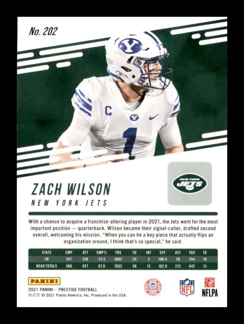 Load image into Gallery viewer, 2021 Panini Prestige Zach Wilson #202 New York Jets Rookie RC  Image 2
