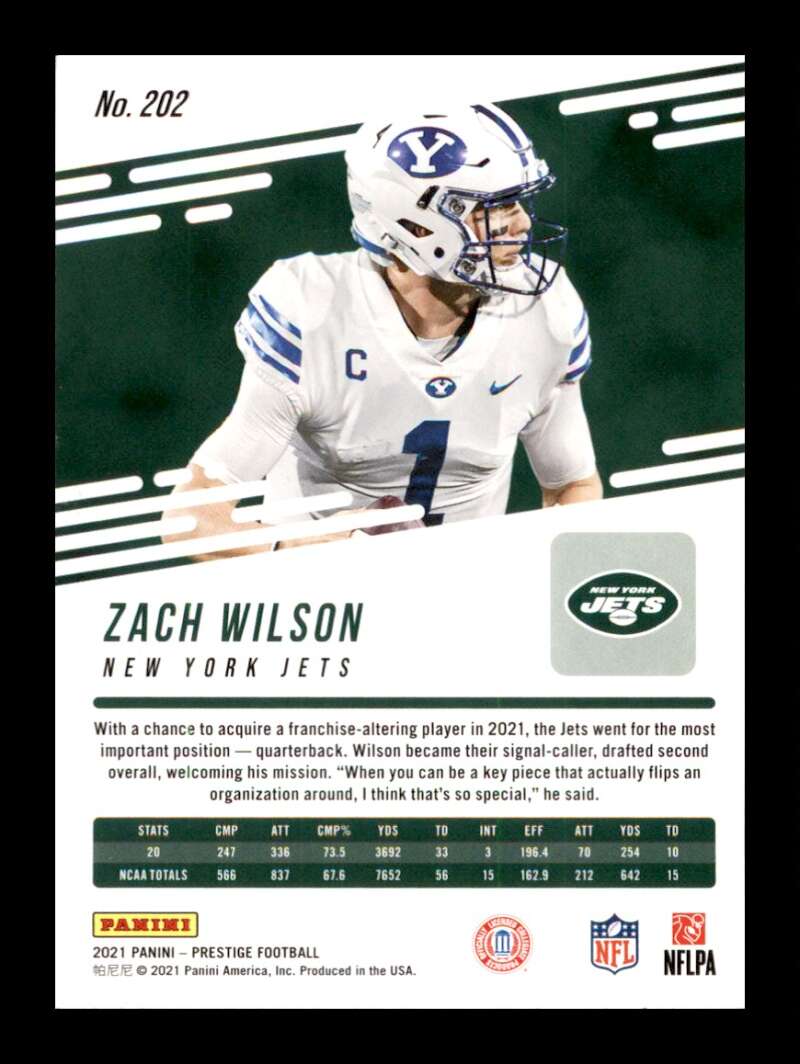 Load image into Gallery viewer, 2021 Panini Prestige Zach Wilson #202 New York Jets Rookie RC  Image 2
