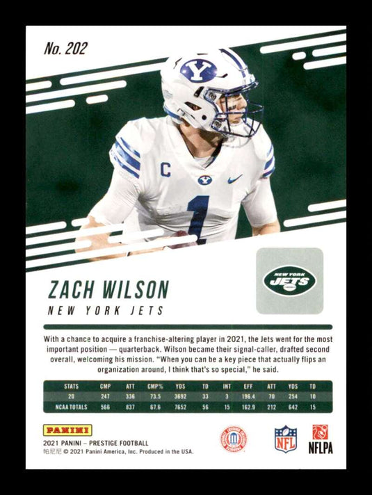 2021 Panini Prestige Zach Wilson