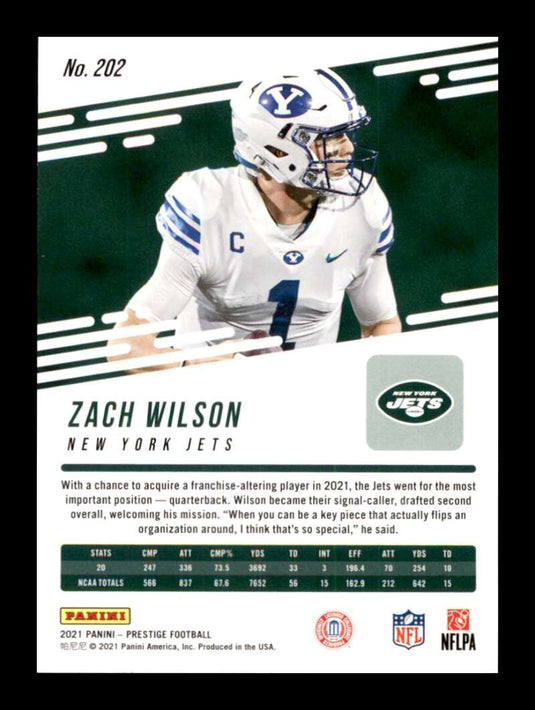 2021 Panini Prestige Zach Wilson