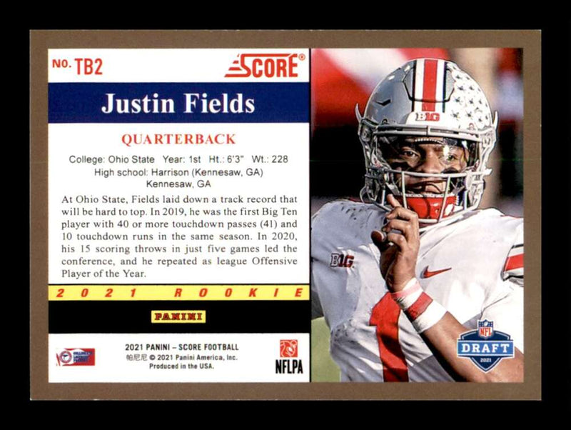 Load image into Gallery viewer, 2021 Score 1991 Throwback Justin Fields #2 Ohio State Buckeyes Rookie RC  Image 2
