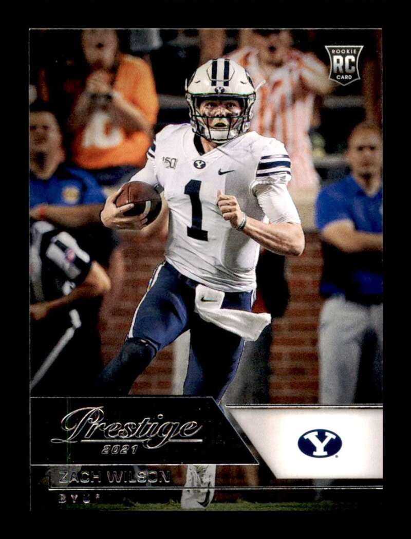 Load image into Gallery viewer, 2021 Panini Chronicles Draft Prestige Zach Wilson #82 BYU Cougars Rookie RC Image 1
