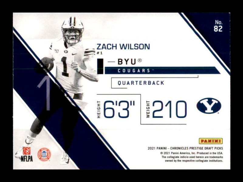 Load image into Gallery viewer, 2021 Panini Chronicles Draft Prestige Zach Wilson #82 BYU Cougars Rookie RC Image 2
