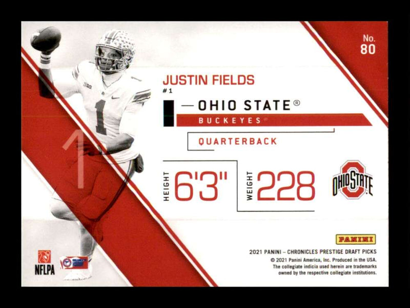 Load image into Gallery viewer, 2021 Panini Chronicles Draft Prestige Justin Fields #80 Ohio State Buckeyes Rookie RC Image 2
