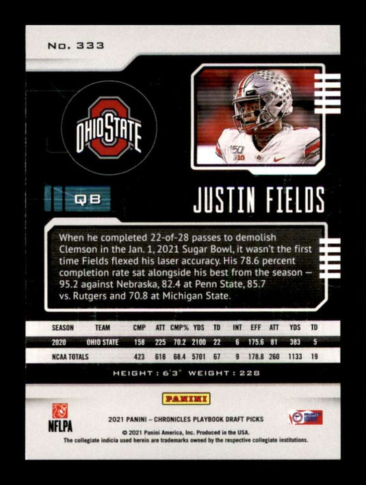 2021 Panini Chronicles Draft Playbook Justin Fields 