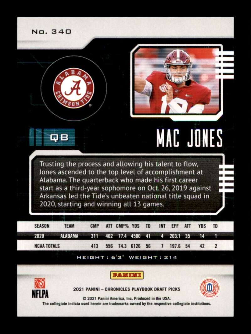 Load image into Gallery viewer, 2021 Panini Chronicles Draft Playbook Mac Jones #340 Alabama Rookie RC  Image 2
