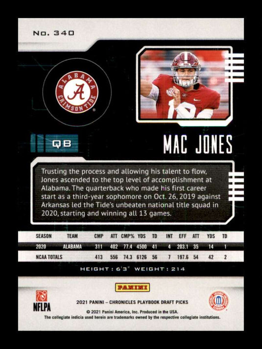 2021 Panini Chronicles Draft Playbook Mac Jones 