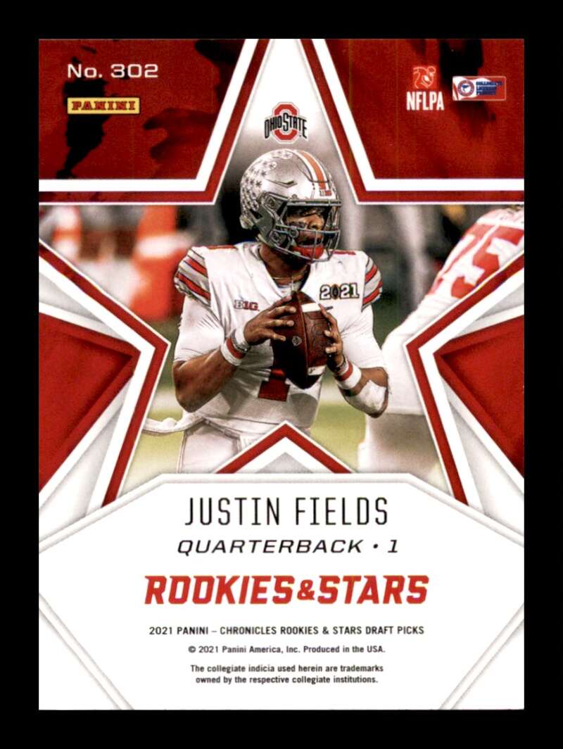 Load image into Gallery viewer, 2021 Panini Chronicles Draft Rookies &amp; Stars Justin Fields #302 Ohio State Buckeyes Rookie RC  Image 2
