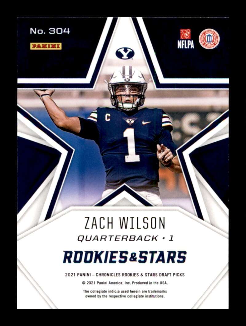 Load image into Gallery viewer, 2021 Panini Chronicles Draft Rookies &amp; Stars Zach Wilson #304 BYU Cougars Rookie RC Image 2
