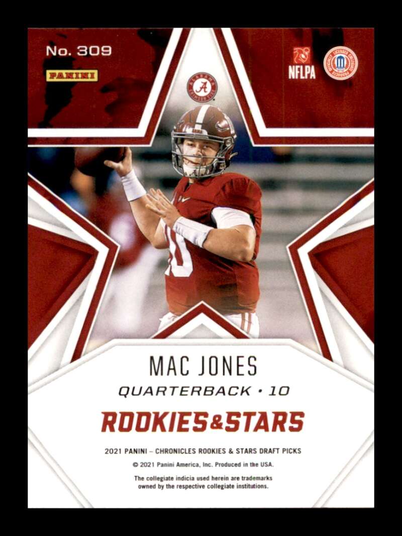 Load image into Gallery viewer, 2021 Panini Chronicles Draft Rookies &amp; Stars Mac Jones #309 Alabama Rookie RC  Image 2
