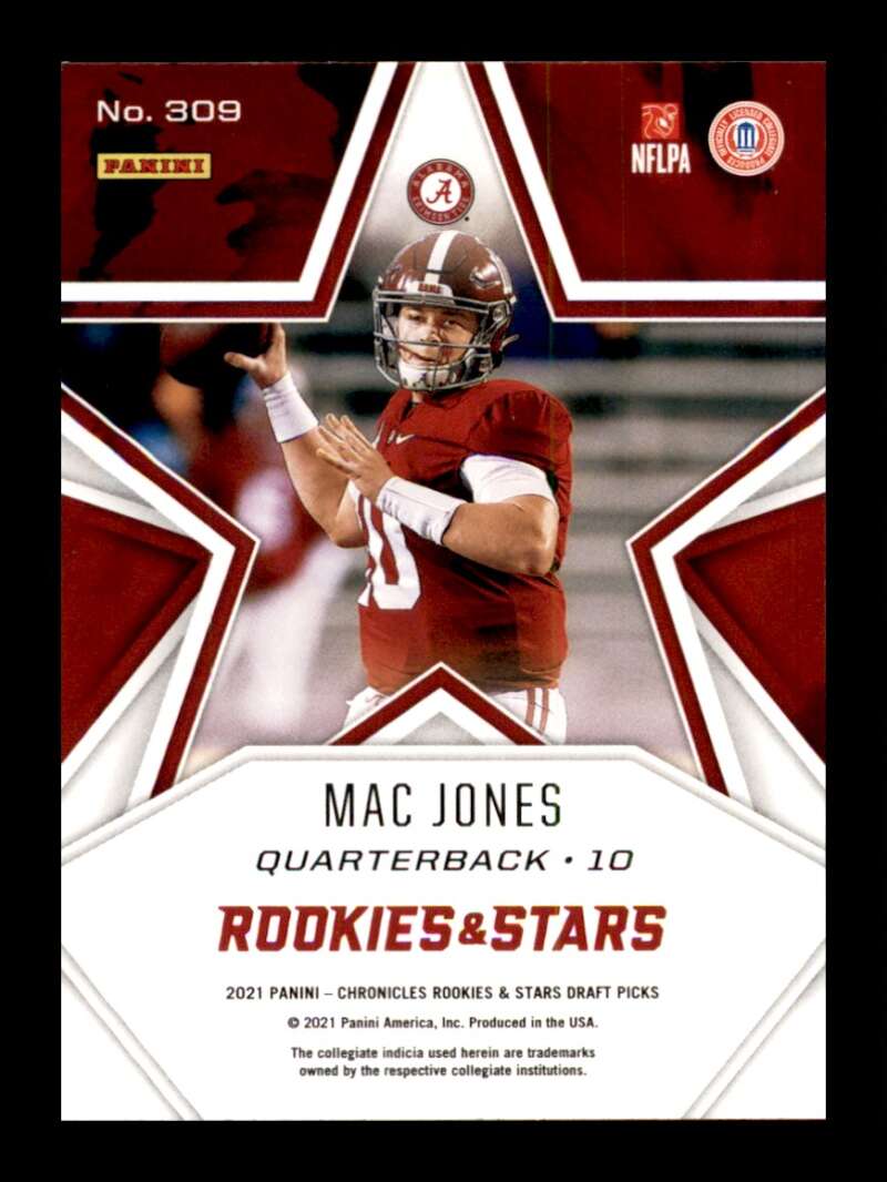 Load image into Gallery viewer, 2021 Panini Chronicles Draft Rookies &amp; Stars Mac Jones #309 Alabama Rookie RC  Image 2
