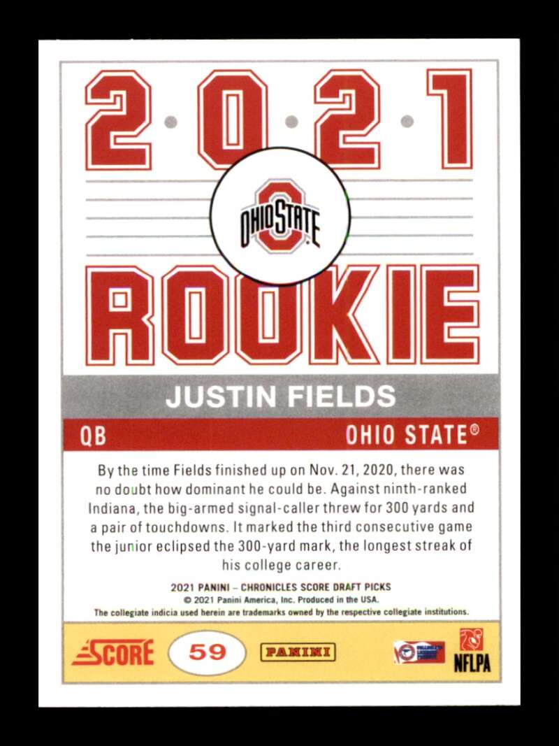 Load image into Gallery viewer, 2021 Panini Chronicles Draft Score Retro Justin Fields #59 Ohio State Buckeyes Rookie RC Image 2
