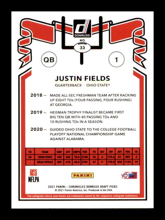 2021 Panini Chronicles Draft Donruss Retro Justin Fields 