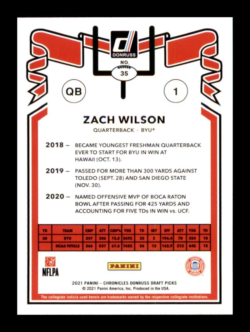 Load image into Gallery viewer, 2021 Panini Chronicles Draft Donruss Retro Zach Wilson #35 BYU Cougars Rookie RC  Image 2
