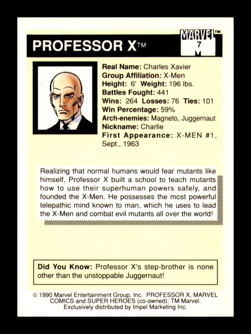 Load image into Gallery viewer, 1990 Impel Marvel Universe Professor X #7 NM OR BETTER Image 2
