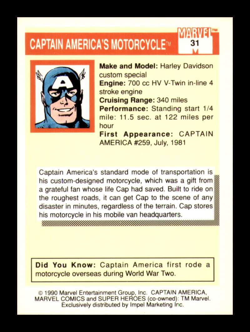 Load image into Gallery viewer, 1990 Impel Marvel Universe Captain America #31 NM OR BETTER Image 2
