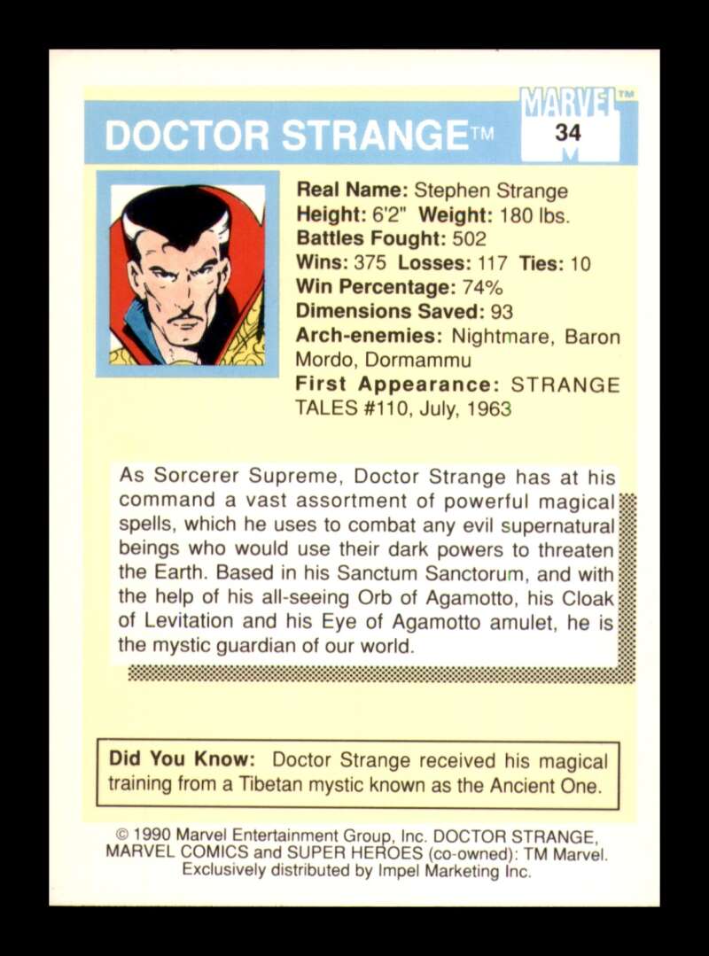 Load image into Gallery viewer, 1990 Impel Marvel Universe Doctor Strange #34 NM OR BETTER Image 2
